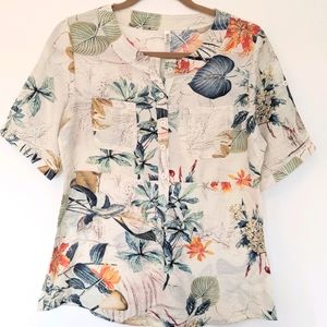 Floral short sleeve button down shirt